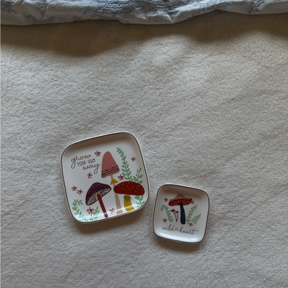Mushroom Themed Tiny Square Plates